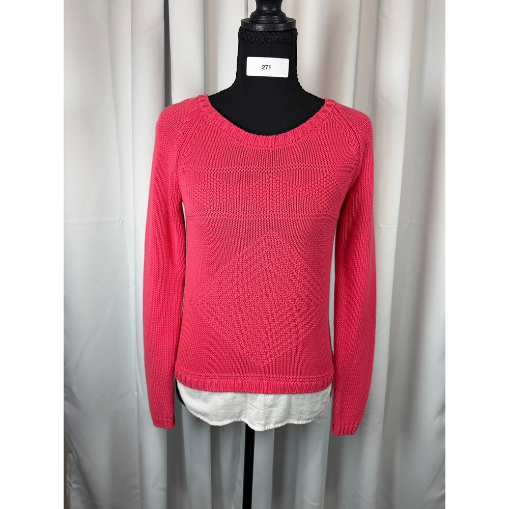 Hooked Up by I.O.T. Pink Layered Look Diamond Knit Sweater XS 5640B